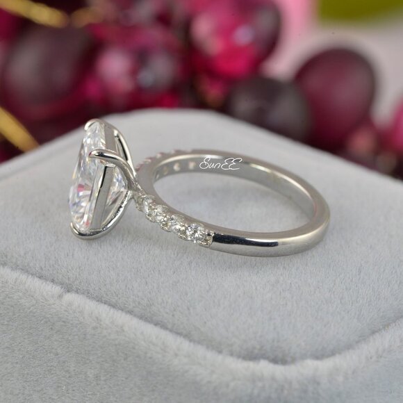 NEW RADIANT DIAMOND CUT WEDDING RINGS ENGAGEMENT RING - Picture 5 of 7